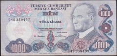 6.EMİSYON 1.TERTİP 1000 LİRA C49 359497 ÇOK TEMİZ +