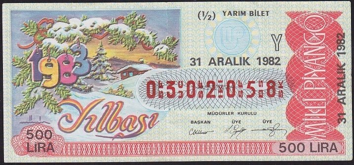 1982 31 Aralık Yarım Bilet - Y Serisi