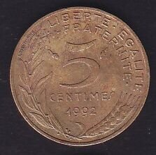 Fransa 5 Centimes 1992