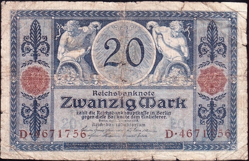 Almanya 20 Mark 1918 Temiz ( R53 )