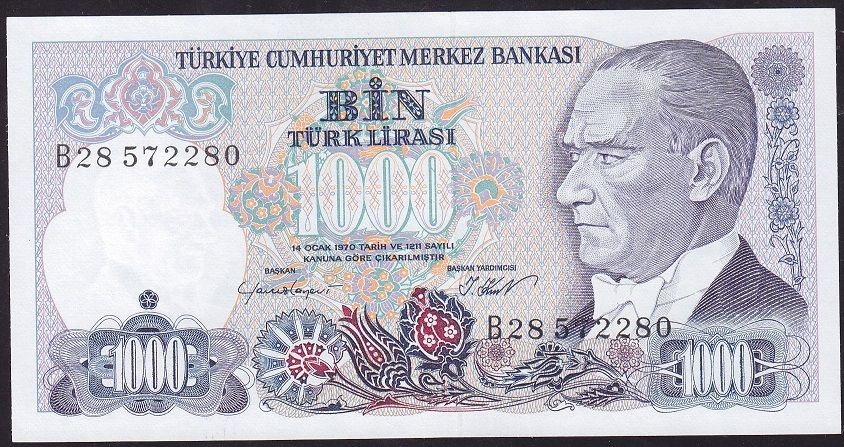 7.Emisyon 1.Tertip 1000 Lira B28 572280 Çil