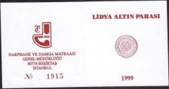 Hatıra Para Sertifikası - Lidya Altın Parası  - 1999 Yılı