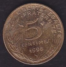 Fransa 5 Centimes 1998