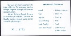 Hatıra Para Sertifikası - Fethiye  - 1999 Yılı
