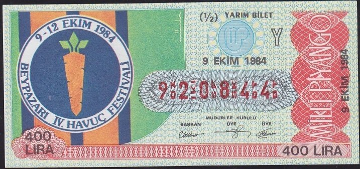 1984 9 Ekim Yarım Bilet - Y Serisi