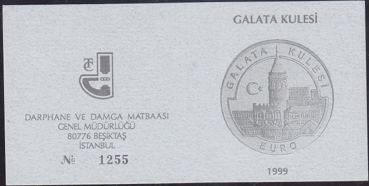 Hatıra Para Sertifikası - Galata Kulesi  - 1999 Yılı