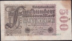 Almanya 500 Milyon Mark 1923  Çok Temiz+ 6 Rakam (R109d)