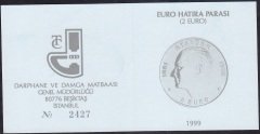 Hatıra Para Sertifikası - Euro Hatıra Parası ( 2 Euro ) - 1999 Yılı