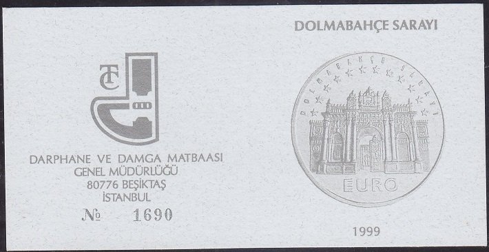 Hatıra Para Sertifikası - Dolmabahçe Sarayı  - 1999 Yılı