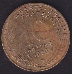 Fransa 10 Centimes 1986