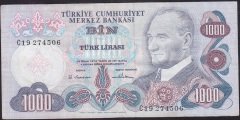 6.EMİSYON 1.TERTİP 1000 LİRA C19 274506 ÇOK TEMİZ +