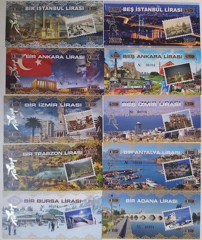004 Numara Türkiyenin Şehirleri 10 Farklı Fantazi Para Seti Folder Güzel Numara Çil (Maksimum Baskı 1000 Adettir