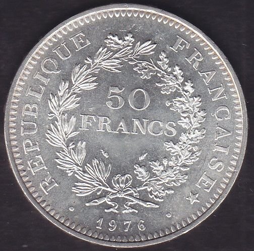 Fransa 50 Frank 1976 Gümüş ( 30 gram )