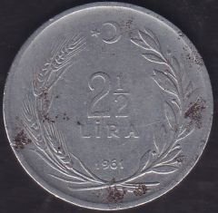 1961 Yılı 2.5 Lira ( Ters )