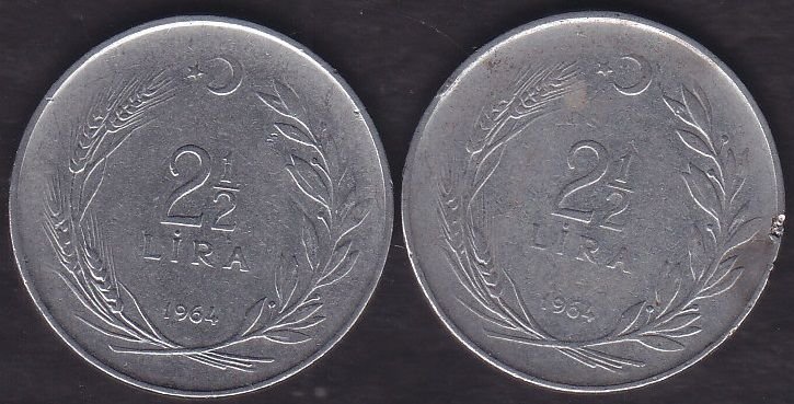 1964 Yılı 2.5 Lira (Ters Düz Takım)