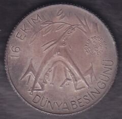 1981 Yılı 1500 Lira Dünya Besin Günü Gümüş ( 16 Gram )