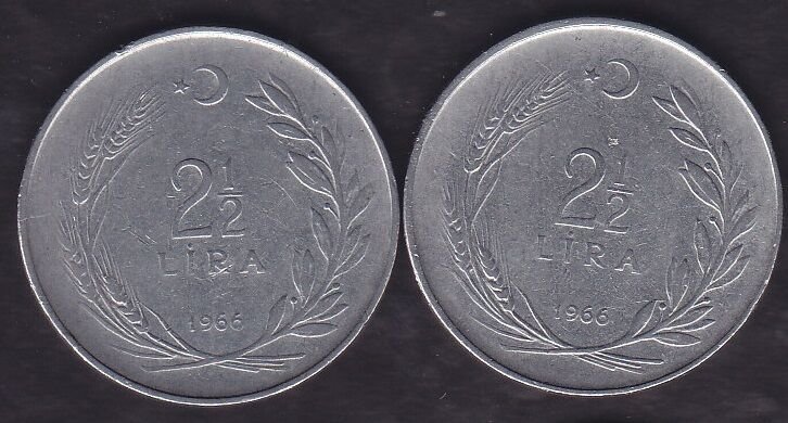 1966 Yılı 2.5 Lira (Ters Düz Takım)