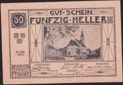 Avusturya 50 Heller Notgeld 1920 Çil