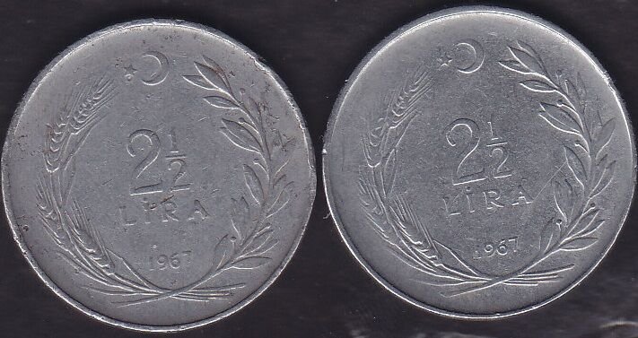 1967 Yılı 2.5 Lira (Ters Düz Takım)