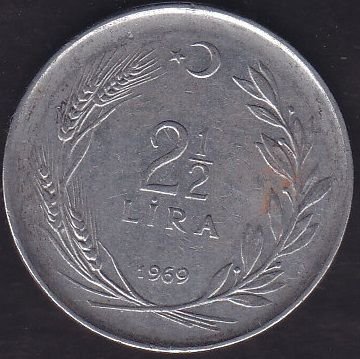 1969 Yılı 2.5 Lira ( Düz )