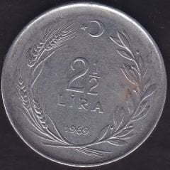 1969 Yılı 2.5 Lira ( Düz )