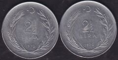 1970 Yılı 2.5 Lira (Ters Düz Takım)