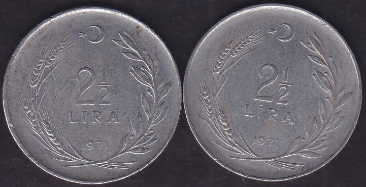 1971 Yılı 2.5 Lira (Ters Düz Takım)