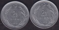 1972 Yılı 2.5 Lira (Ters Düz Takım)