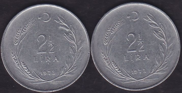 1973 Yılı 2.5 Lira (Ters Düz Takım)