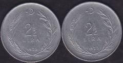 1973 Yılı 2.5 Lira (Ters Düz Takım)