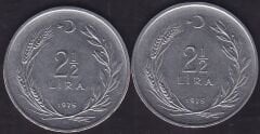 1975 Yılı 2.5 Lira (Ters Düz Takım)