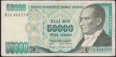 7.Emisyon 1.Tertip 50000 Lira B21 461279 Çok Temiz