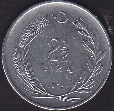 1976 Yılı 2.5 Lira Ters Düz Tek parada
