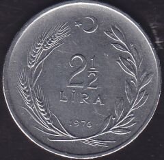 1976 Yılı 2.5 Lira Ters Düz Tek parada