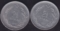1976 Yılı 2.5 Lira (Ters Düz Takım)
