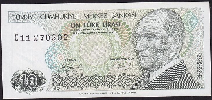 7.Emisyon 1.Tertip 10 Lira C11 270302 Çilaltı Çil Kısa Kaş