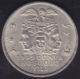 1995 Yılı 25000 Lira Dünya Hoşgörü Yılı Çilaltı Çil