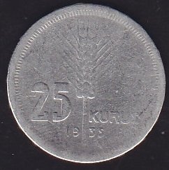 1935 Yılı 25 Kuruş Gümüş