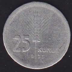 1935 Yılı 25 Kuruş Gümüş