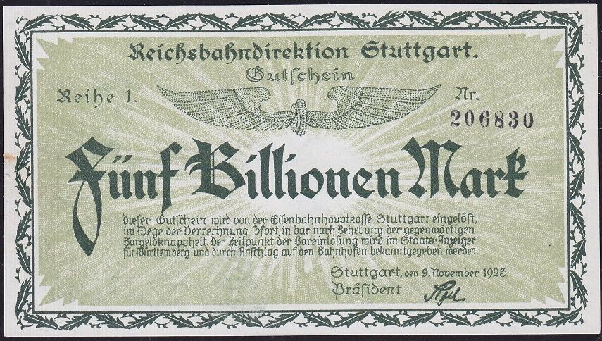 Almanya 5 Milyar Mark 1923 Çilaltı Çil