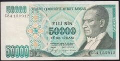 7.Emisyon 1.Tertip 50000 Lira G54 157912 Çok Temiz+