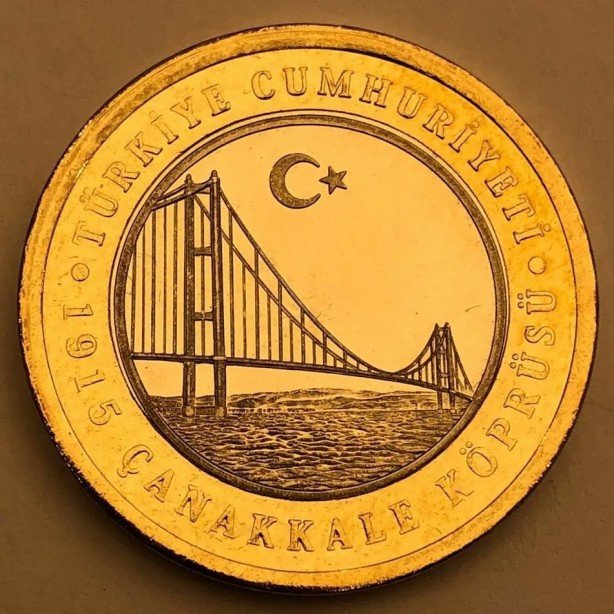 2022 Yılı Çanakkale Köprüsü 1 Lira Çil Düz