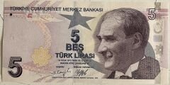 9.Emisyon 6.Tertip 5 Lira F168 618788 Çil