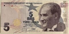 9.Emisyon 6.Tertip 5 Lira F168 993777 Çilaltı Çil