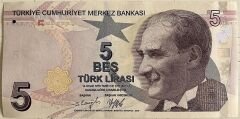 9.Emisyon 6.Tertip 5 Lira F168 619222 Çil