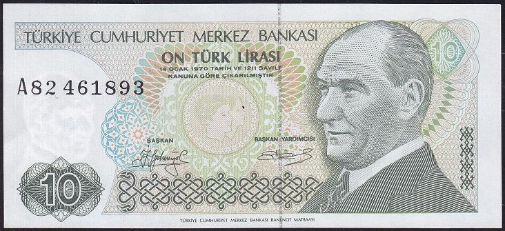 7.Emisyon 1.Tertip 10 Lira A82 461893 Çilaltı Çil Kısa Kaş