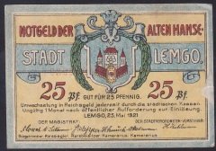 ALMANYA 25 PFENNİNG NOTGELD 1921 ÇOK TEMİZ