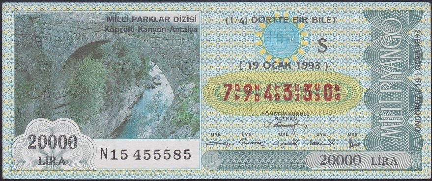 1993 19 OCAK ÇEYREK BİLET - S SERİSİ