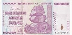 Zimbabwe 500000000 Dolar 2008 Çil AA - Pick 82
