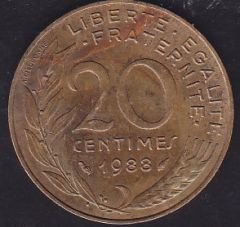 Fransa 20 Centimes 1988